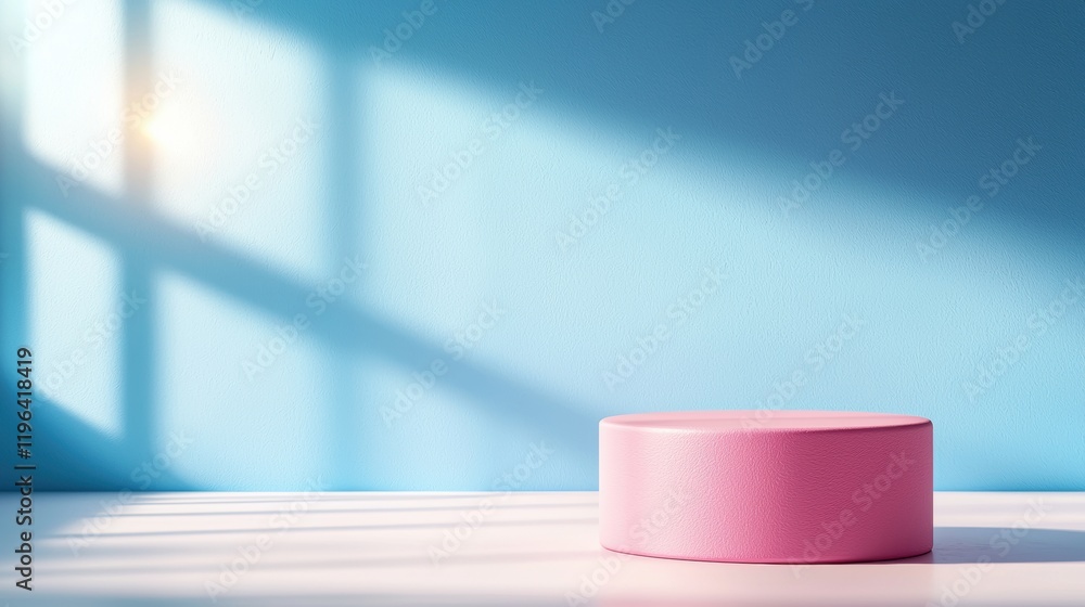 Minimalist pink cylindrical object in soft light