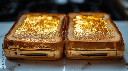 Golden Toast Art on Kitchen Counter photo