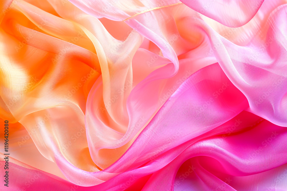 Fototapeta premium Soft pink fabric with delicate folds, showcasing its silky texture and graceful draping.