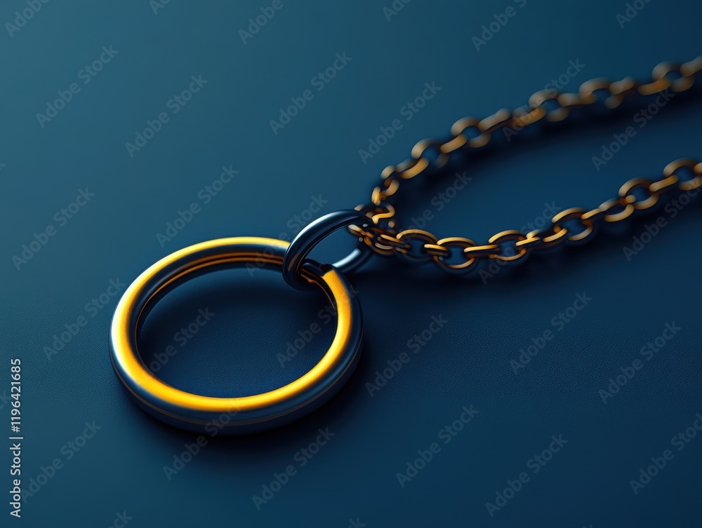 Elegant Close-up of a Stylish Metallic Circle with Chain Details Elegant Close-up of a Stylish Metallic Circle with Chain Details