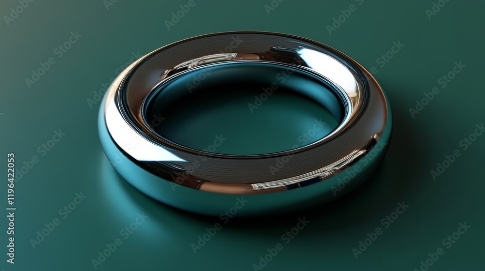 3D render of a floating circle with shiny metallic details, placed on a solid white background 3D render of a floating circle with shiny metallic details, placed on a solid white background