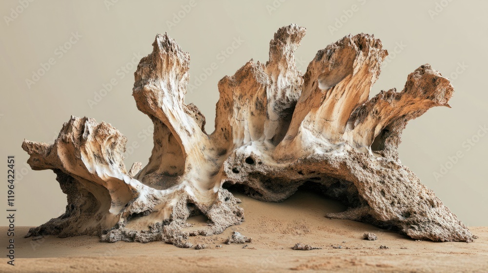 A Martian landscape with eroded rock structures resembling natural sculptures, isolated on a neutral background A Martian landscape with eroded rock structures resembling natural sculptures, isolated on a neutral background