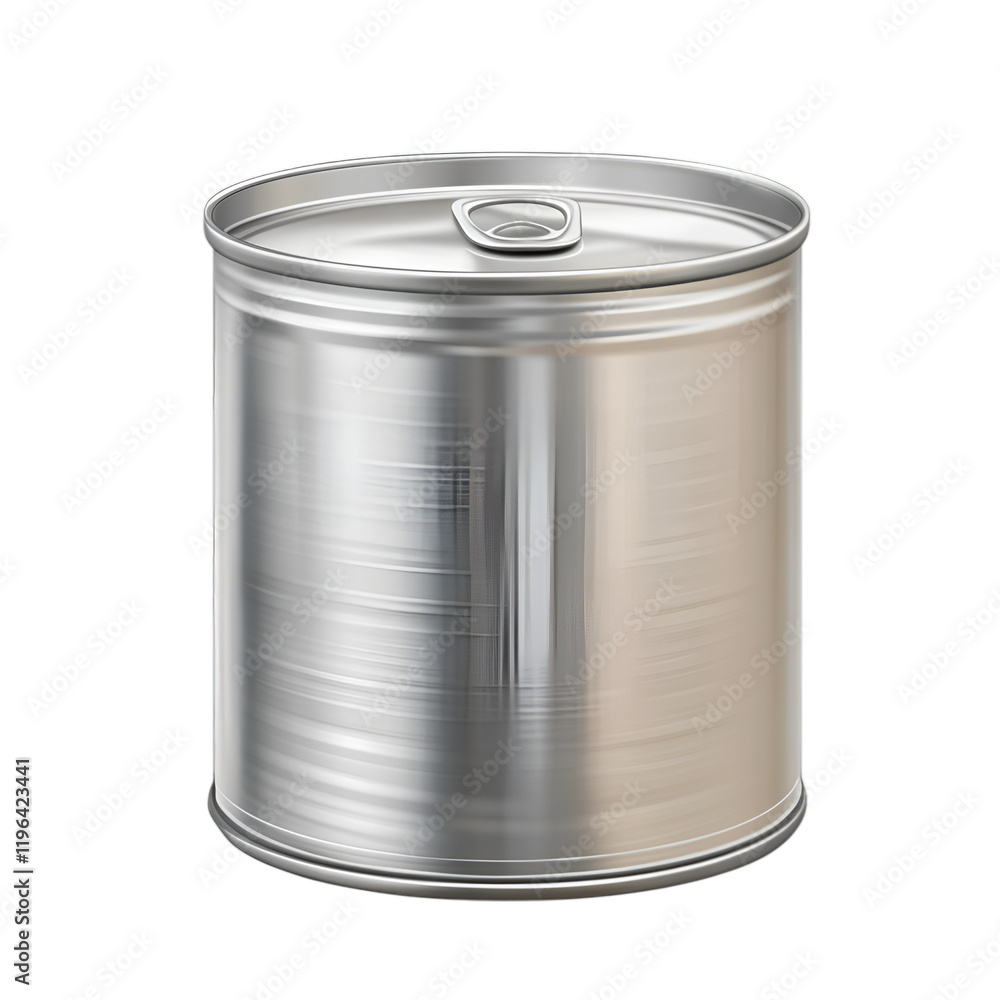 Metallic tin can with a smooth surface, on transparent background. Metallic tin can with a smooth surface, on transparent background.