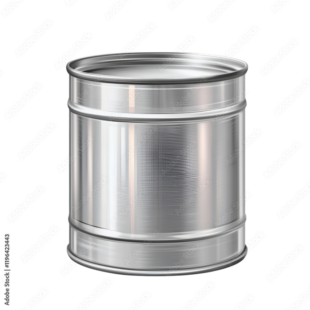 Metallic tin can with a smooth surface, on transparent background. Metallic tin can with a smooth surface, on transparent background.