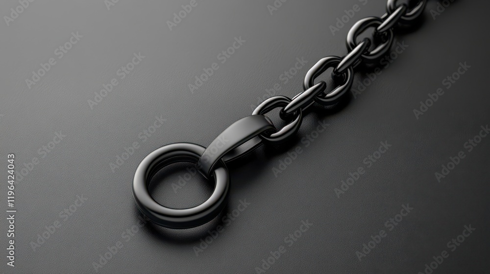 Fototapeta premium Black Chain Link Connected on Dark Background for Industrial Use