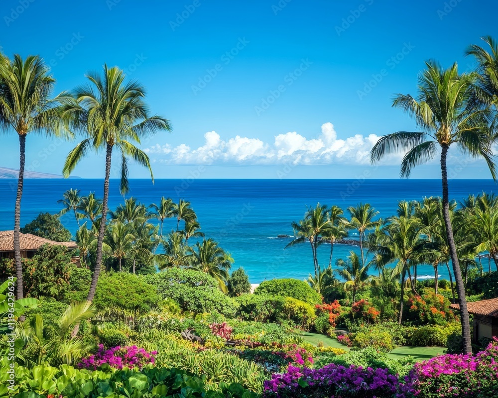 Tropical paradise escape maui nature photography lush garden aerial view serene coastal landscape Tropical paradise escape maui nature photography lush garden aerial view serene coastal landscape