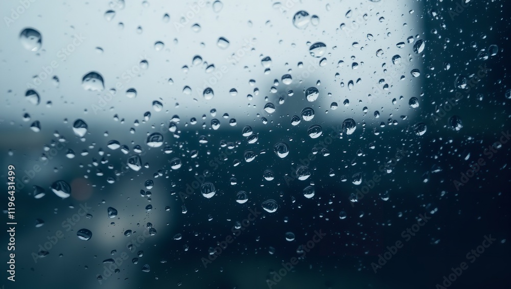 Rainy Day Window Water Drops Abstract Background Texture Deep Blue Hues Nature Photography Dark Moody Atmosphere Tranquil Scene Peaceful Feeling Rainy Day Window Water Drops Abstract Background Texture Deep Blue Hues Nature Photography Dark Moody Atmosphere Tranquil Scene Peaceful Feeling