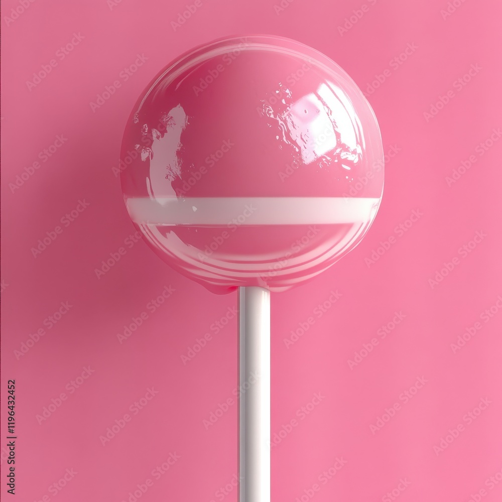 Bright Pink Lollipop with Glossy Finish on a Simple Background, Perfect for Sweet Treats, Candy-themed Designs, and Fun Illustrations for Children’s Projects Bright Pink Lollipop with Glossy Finish on a Simple Background, Perfect for Sweet Treats, Candy-themed Designs, and Fun Illustrations for Children’s Projects