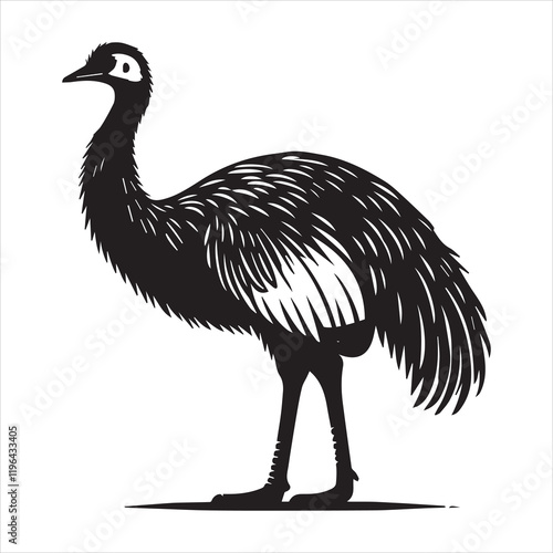 Detailed Vector Illustration of Greater Rhea Flightless Bird
