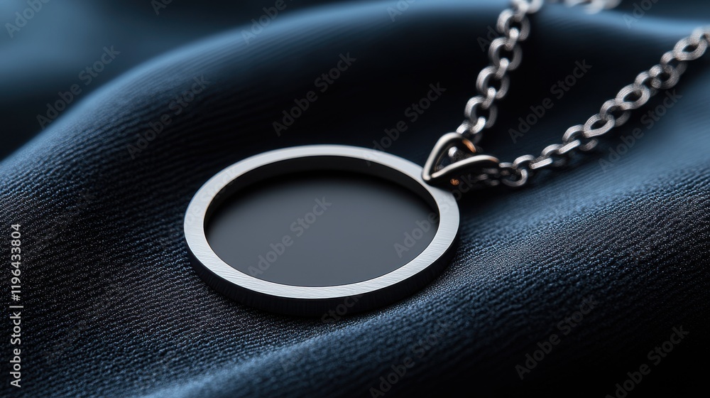Elegant Silver Pendant on Luxurious Black Fabric Background Elegant Silver Pendant on Luxurious Black Fabric Background