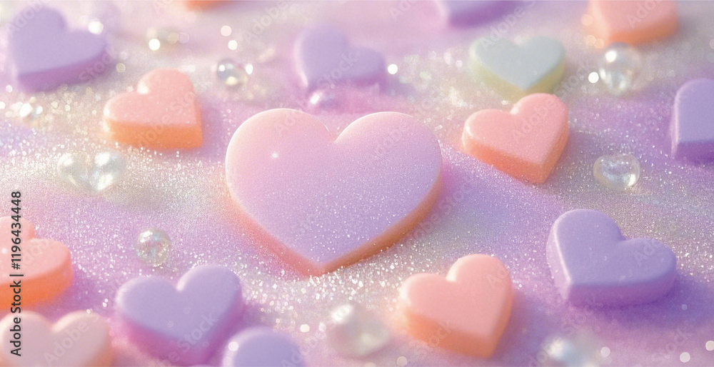 Obraz premium pastel heart shaped candy theme background with pink background
