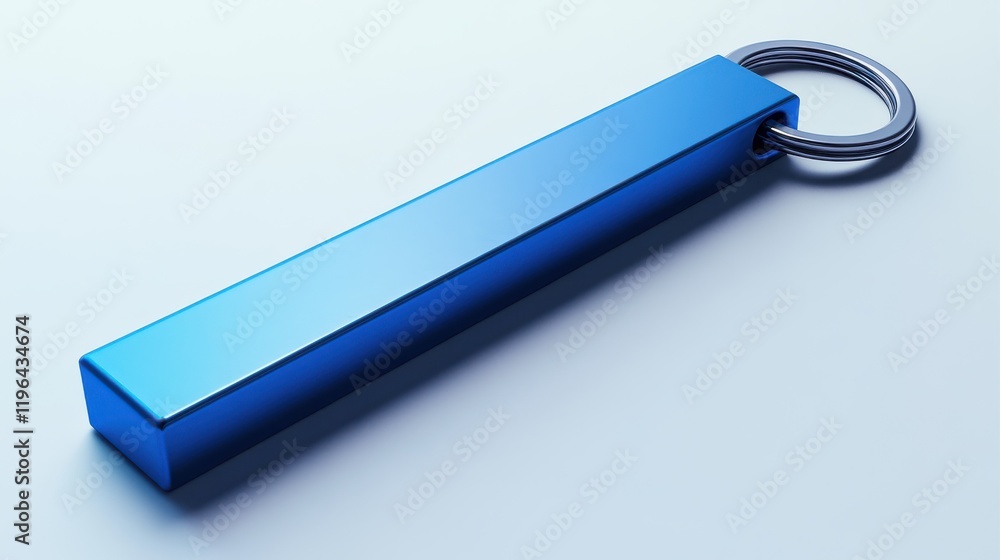Solid Blue Rectangle Keychain on Light Background for Personal Use Solid Blue Rectangle Keychain on Light Background for Personal Use
