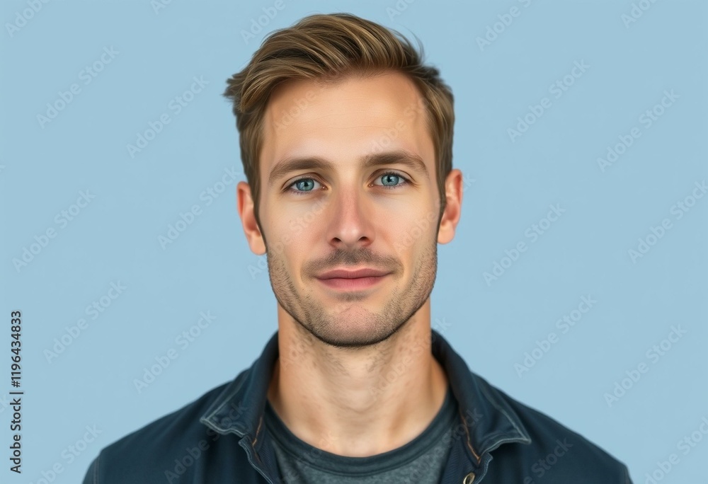 Obraz premium Male western person on a single-colored background