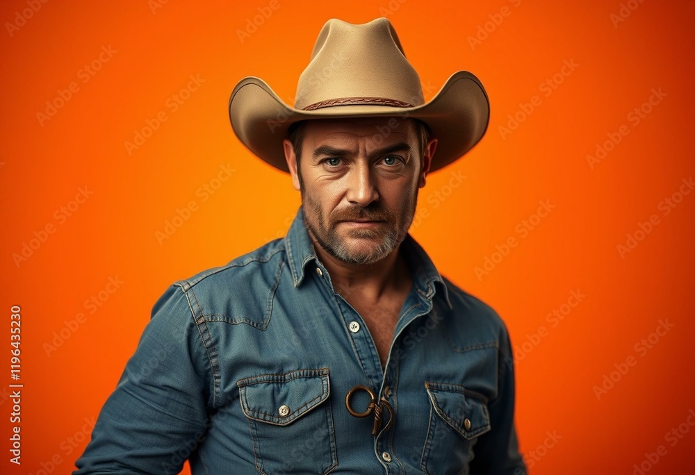 Portrait of a male western person on a sunset-colored background Portrait of a male western person on a sunset-colored background