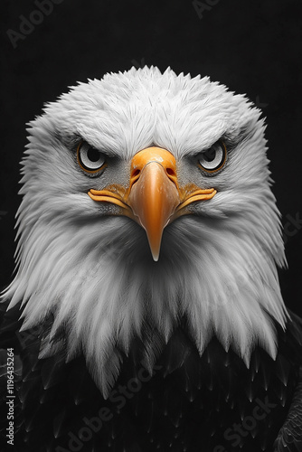 Majestic Bald Eagle Close Up Portrait Showing Intense Gaze