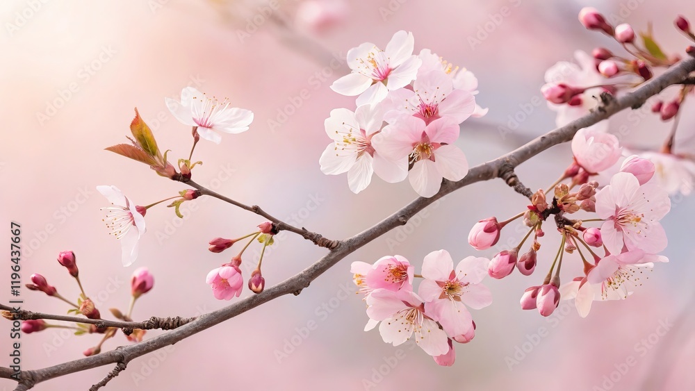 Elegant pink cherry blossoms on a soft pastel background showcasing delicate floral beauty and serene natural vibes. Elegant pink cherry blossoms on a soft pastel background showcasing delicate floral beauty and serene natural vibes.