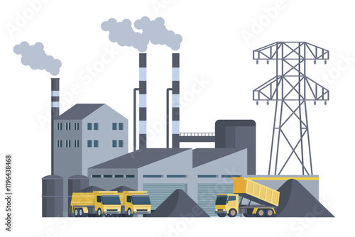 Coal Power Plant Vector Illustration. Fully Editable and Scalable Design