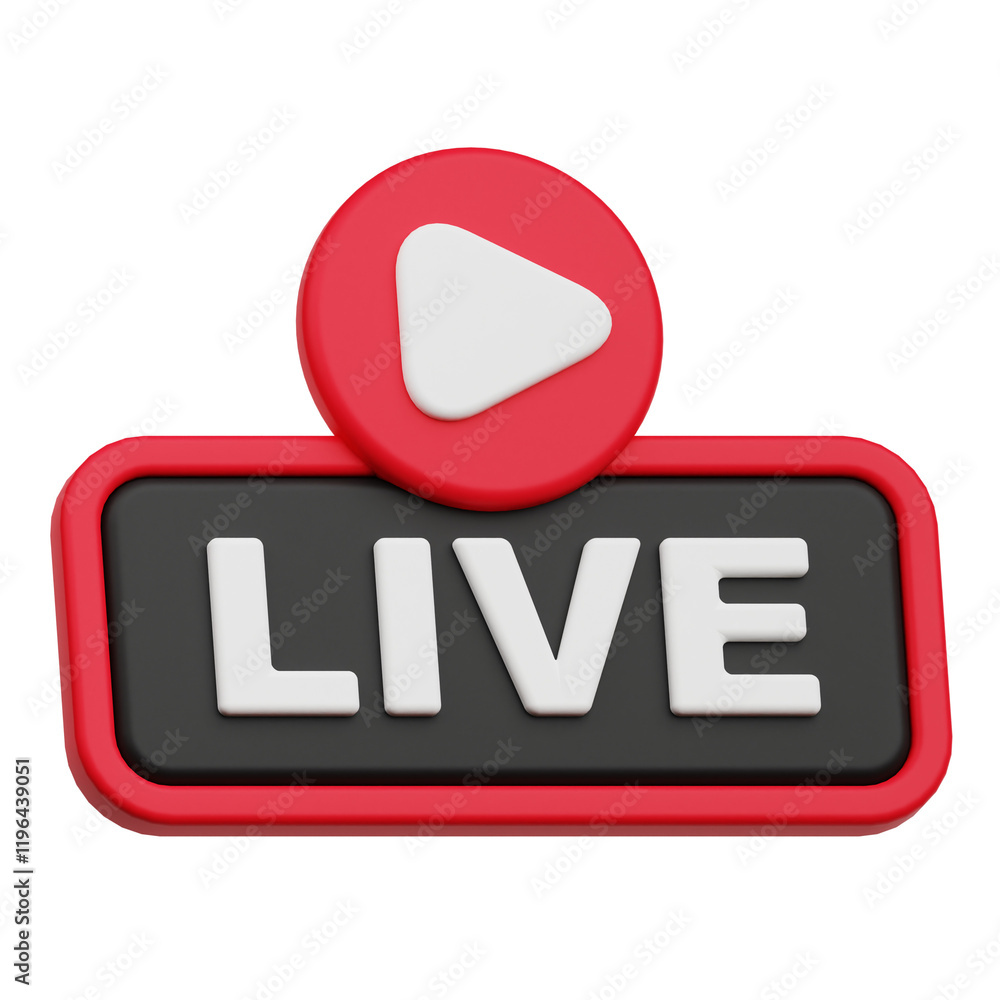 live video 3d icon isolated on the transparent background live video 3d icon isolated on the transparent background