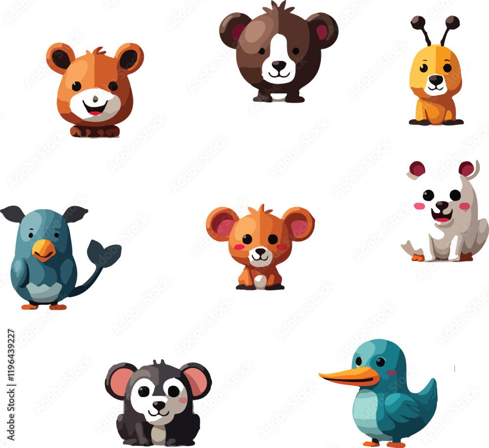 f Geometric abstract animals. Black animals on white background. Trendy mono line vector design f Geometric abstract animals. Black animals on white background. Trendy mono line vector design