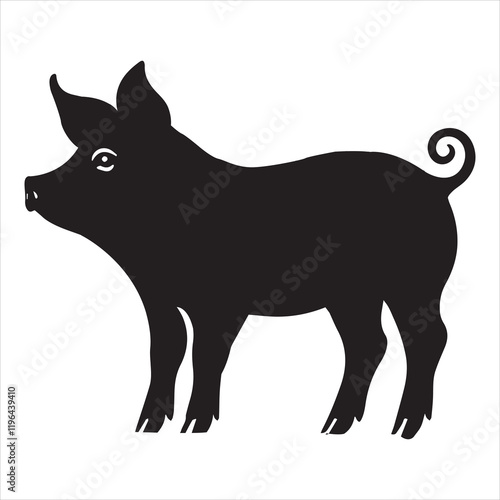 Pig Silhouette vector, swine silhouette illustration, black hog Clipart Design 