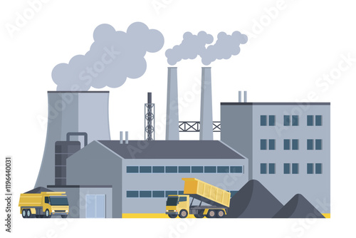 Coal Power Plant Vector Illustration. Fully Editable and Scalable Design