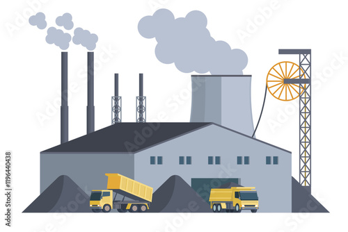 Coal Power Plant Vector Illustration. Fully Editable and Scalable Design