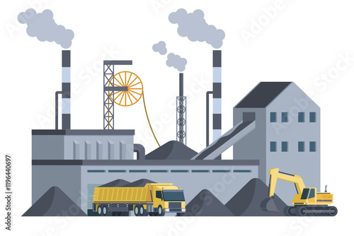 Coal Power Plant Vector Illustration. Fully Editable and Scalable Design