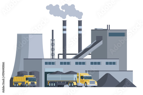 Coal Power Plant Vector Illustration. Fully Editable and Scalable Design