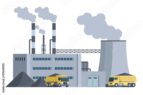 Coal Power Plant Vector Illustration. Fully Editable and Scalable Design