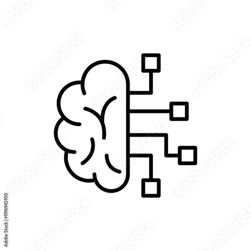 Neuroscience outline icons, minimalist vector illustration ,simple transparent graphic element .Isolated on white background
