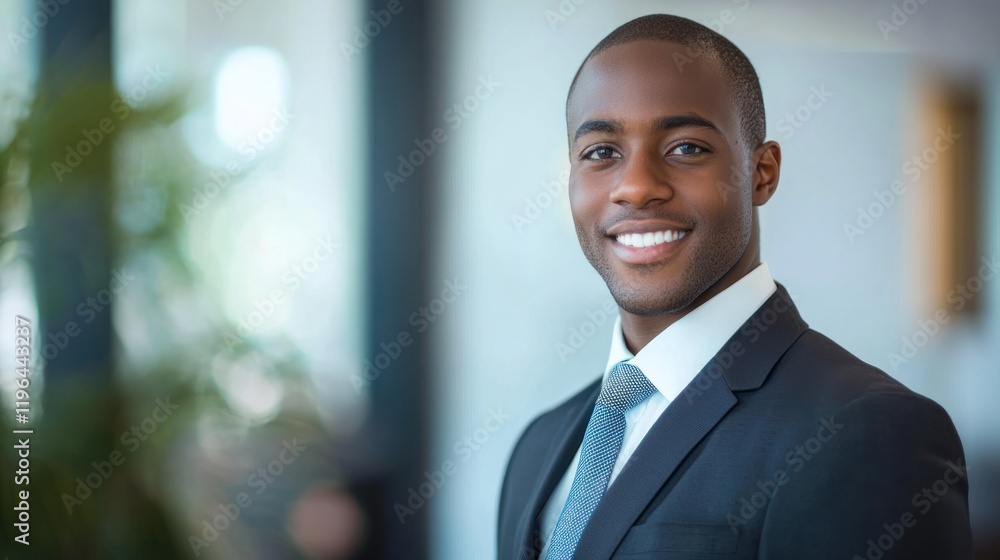 A lawyer in a suit, with their law firm's logo in the background. A lawyer in a suit, with their law firm's logo in the background.