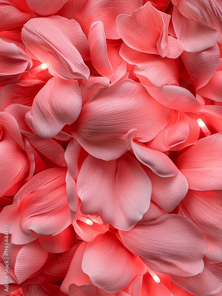 Fototapeta premium Vibrant rose and tulip petals blended with tiny glowing lights, creating a festive Valentine's theme
