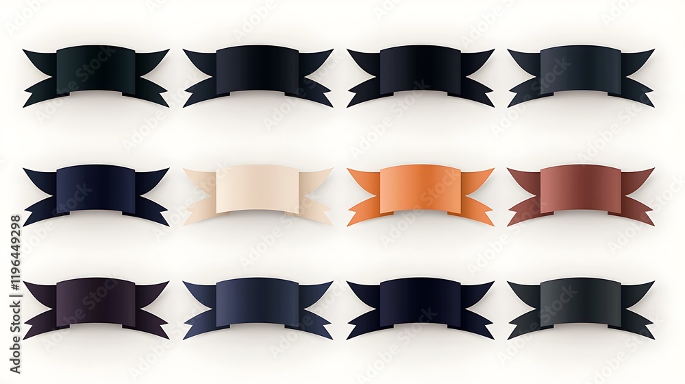 A collection of twelve decorative banners in various colors and styles arranged in a grid A collection of twelve decorative banners in various colors and styles arranged in a grid