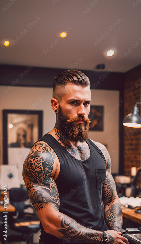 Handsome Men with muscular body – handyman barber