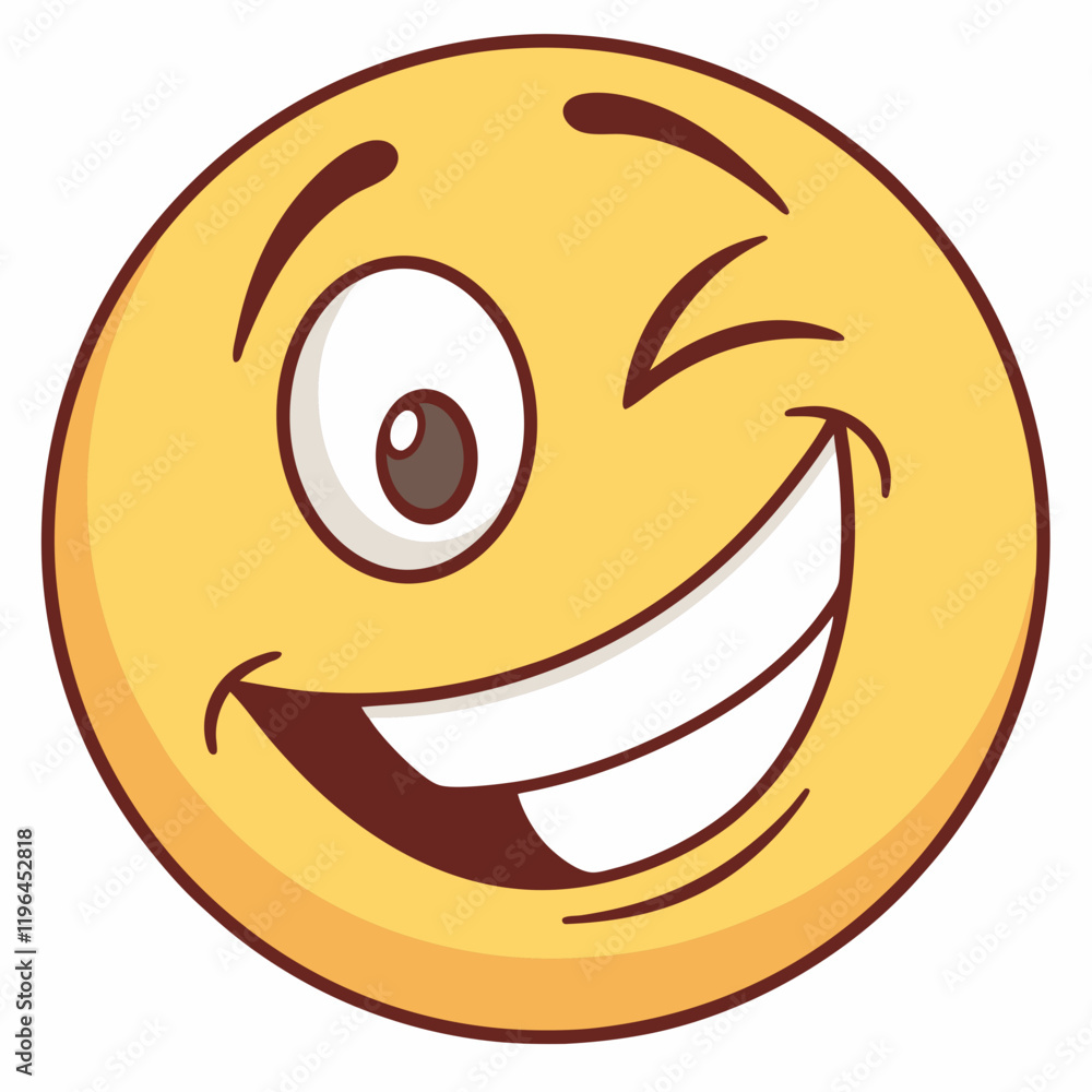 Fototapeta premium Winking emoticon with a playful smile, perfect for fun and cheerful digital designs.