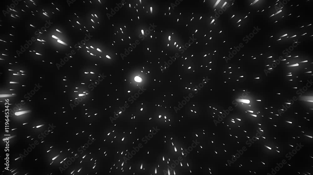 Neon stars racing and zooming through space universe galaxy astronomy 3D animation on gradient background vibrant abstract dynamic digital motion white