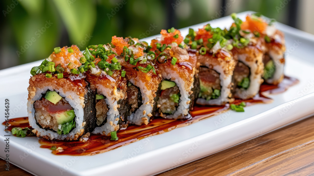 vibrant sushi platter featuring fresh ingredients and colorful toppings vibrant sushi platter featuring fresh ingredients and colorful toppings
