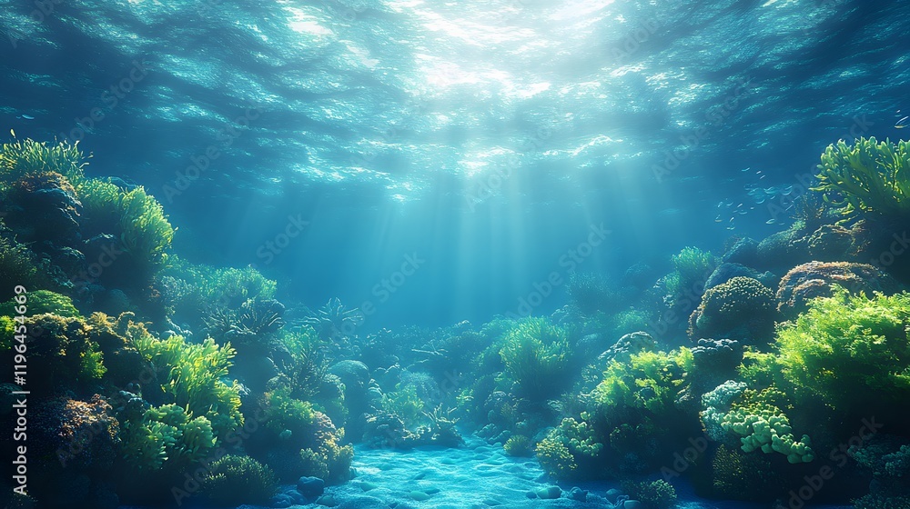 An animated scene of marine life swimming in clean blue waters, highlighting biodiversity conservation An animated scene of marine life swimming in clean blue waters, highlighting biodiversity conservation