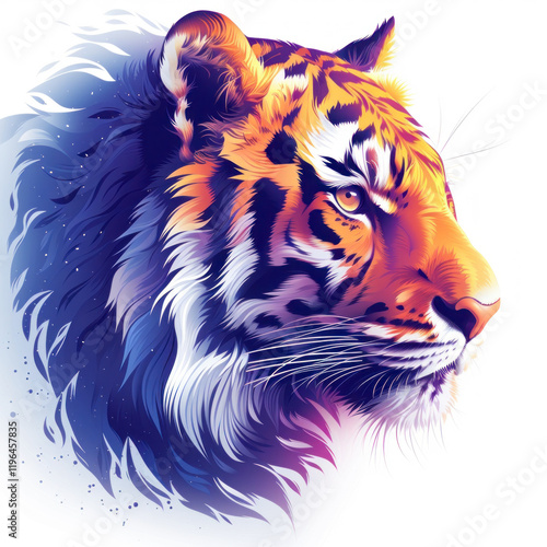 Vibrant Gradient Tiger Logo Illustration on a Plain Background photo