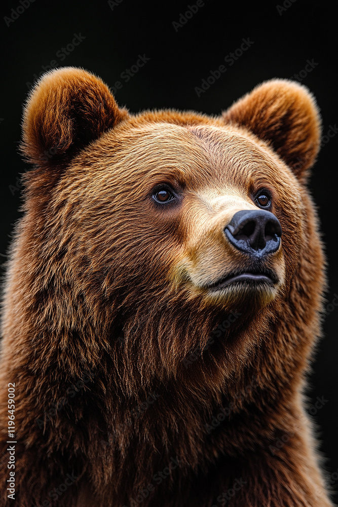 Majestic Brown Bear Portrait Against Dark Background Majestic Brown Bear Portrait Against Dark Background