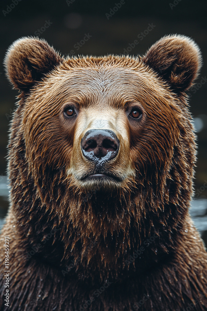 Obraz premium Majestic Brown Bear Portrait Close Up