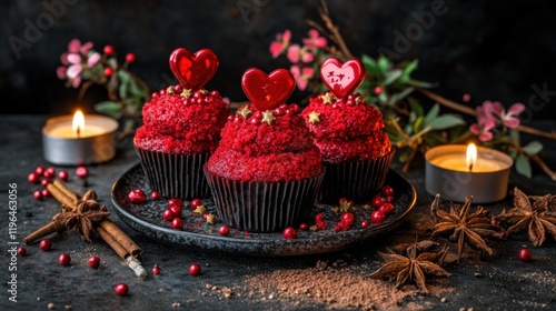 Romantic Red Velvet Cupcakes for Valentine's Day photo