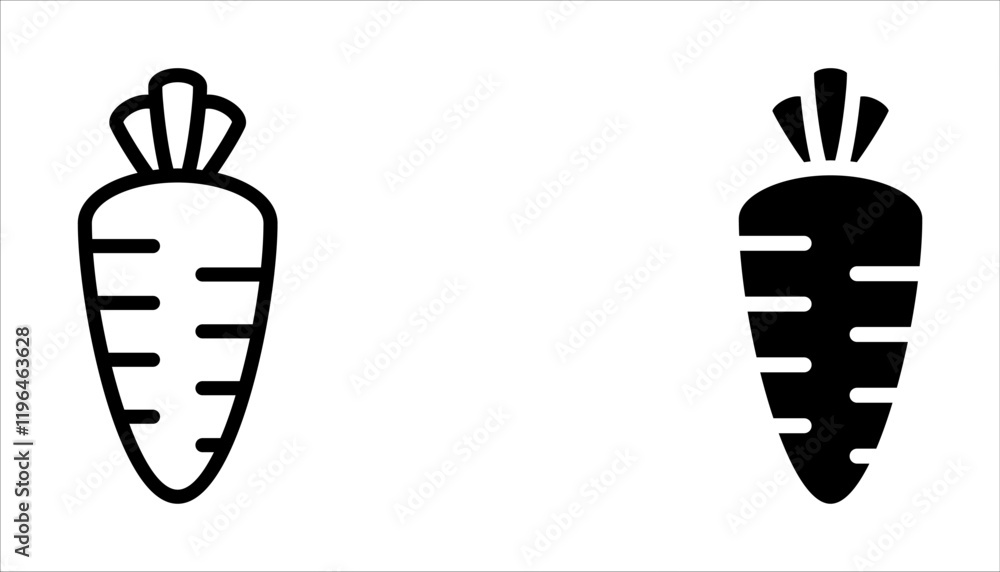 Carrot line icon set. Vegetable food sign. Diet nutrition vector symbol on white background Carrot line icon set. Vegetable food sign. Diet nutrition vector symbol on white background