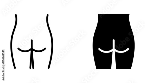 buttocks icons set. Human body part on white background