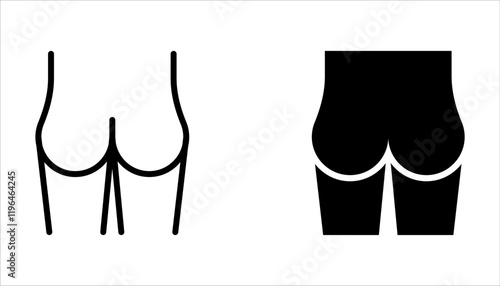 buttocks icons set. Human body part on white background