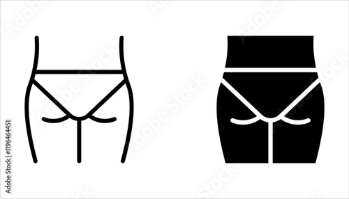 buttocks icons set. Human body part on white background