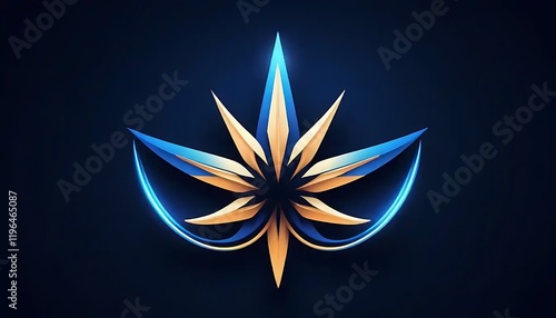 Abstract Gold and Blue Cannabis Leaf Design
