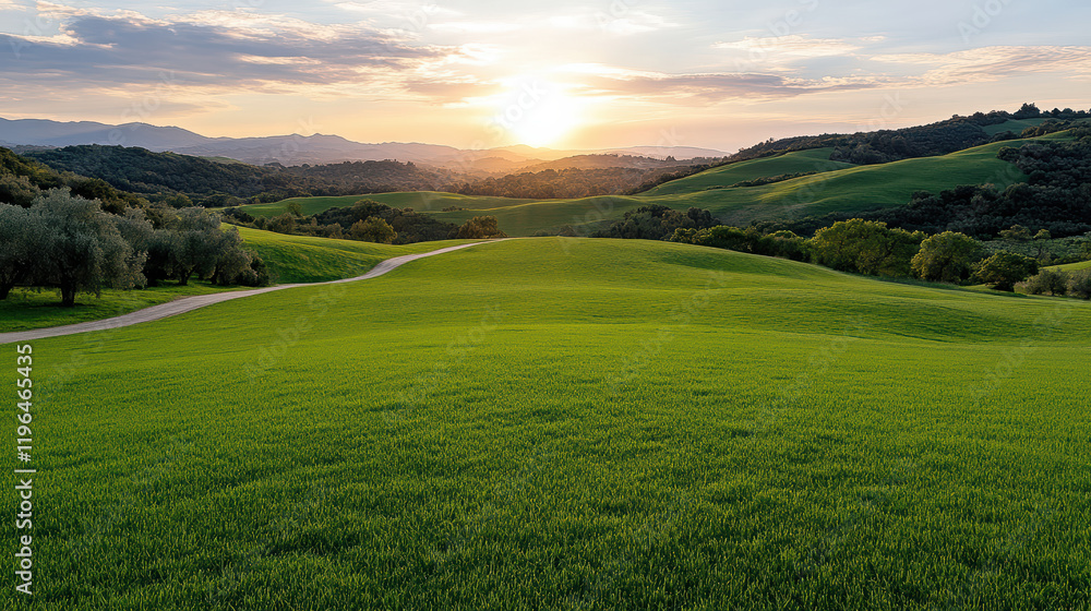 tranquil sunset over rolling hills, perfect for relaxation and reflection tranquil sunset over rolling hills, perfect for relaxation and reflection