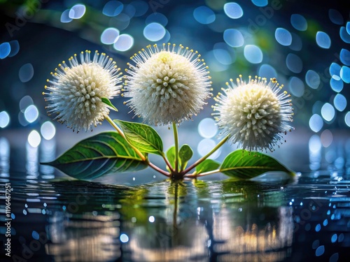 Long Exposure Photography: Cephalanthus occidentalis - Buttonbush Flower Bloom Night photo