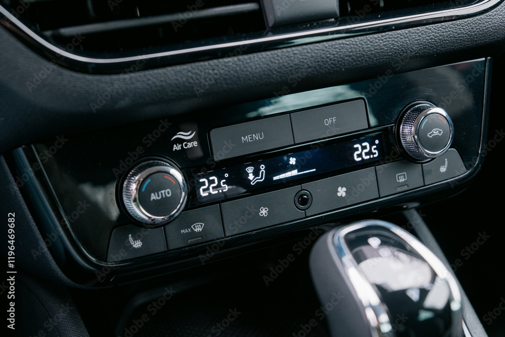 Modern car climate control panel with digital display and intuitive controls Modern car climate control panel with digital display and intuitive controls